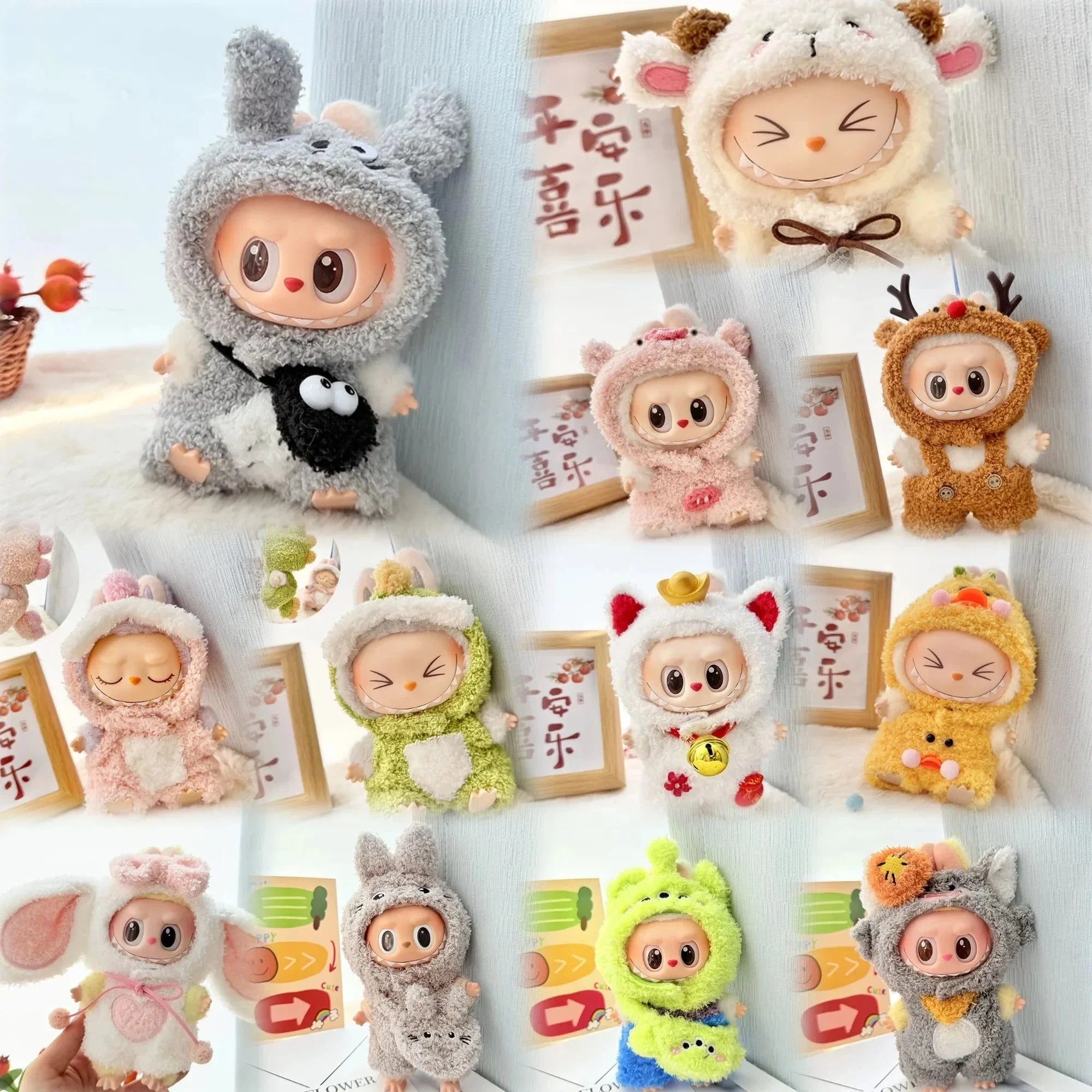 Handmade Fluffy Animals Labubu Doll Outfit Collection