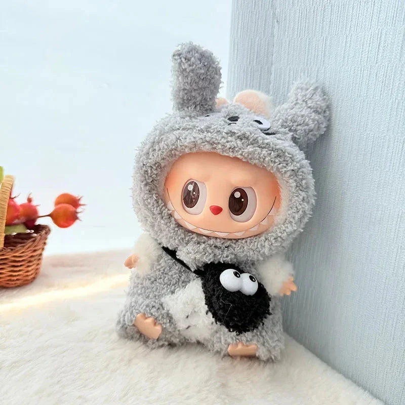 Handmade Fluffy Animals Labubu Doll Outfit Collection