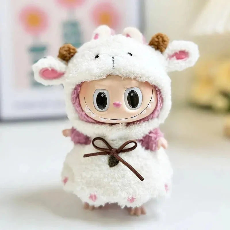 Handmade Labubu White Sheep Overalls Outfit