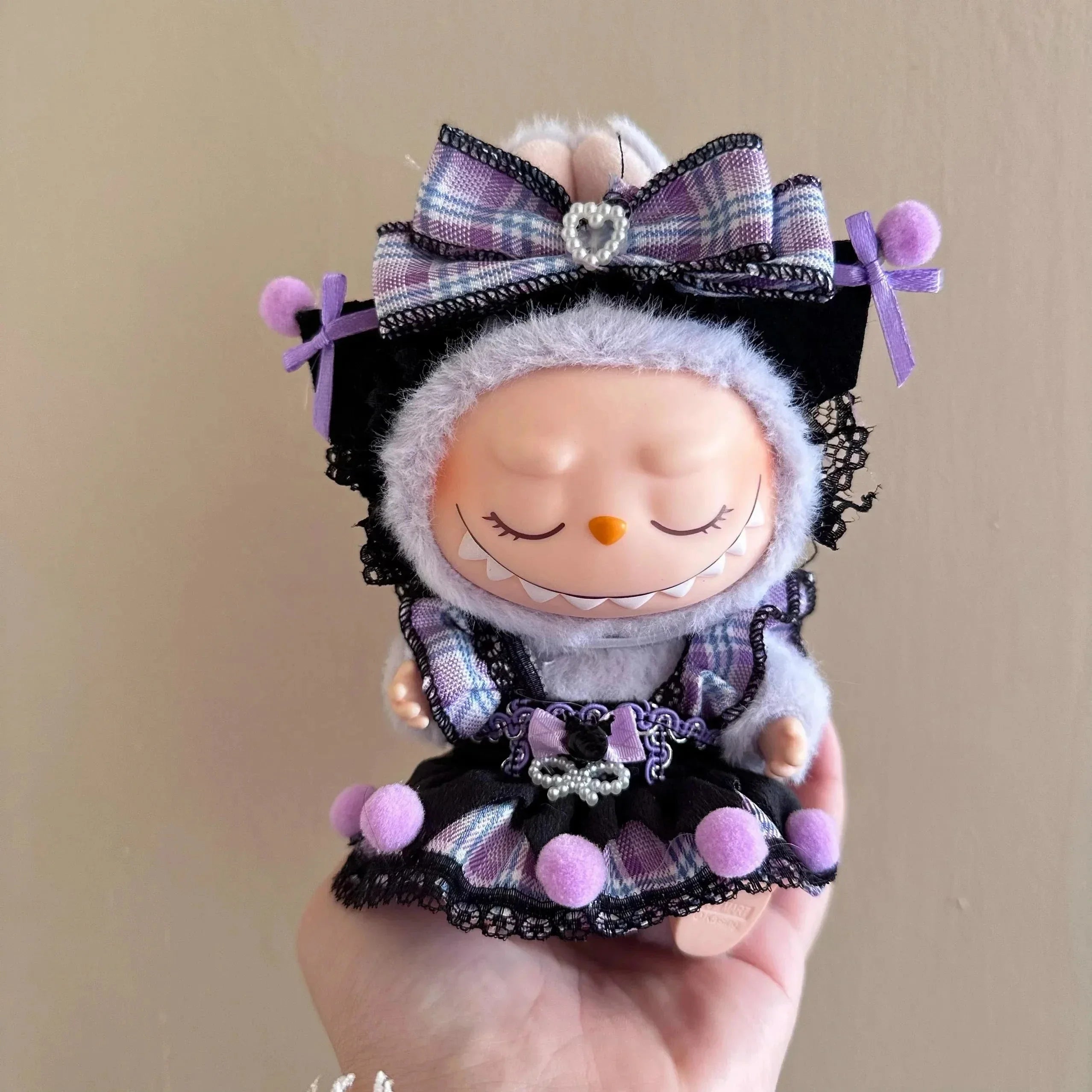 Dark Lolita Ribbon Dress Labubu Doll Outfits
