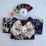 Handmade Labubu Japanese Kitsune Kimono Fan Outfit