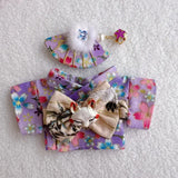 Handmade Labubu Japanese Kitsune Kimono Fan Outfit